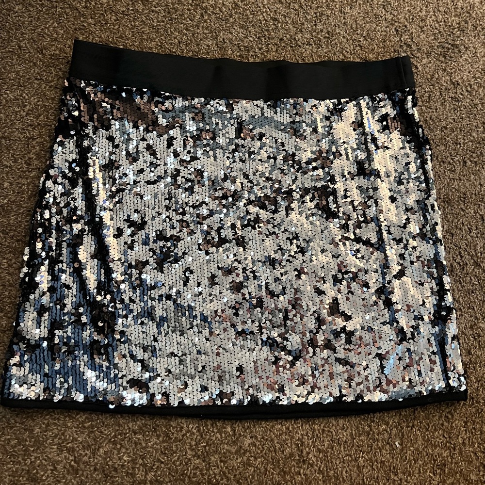 Silver sequin mini skirt